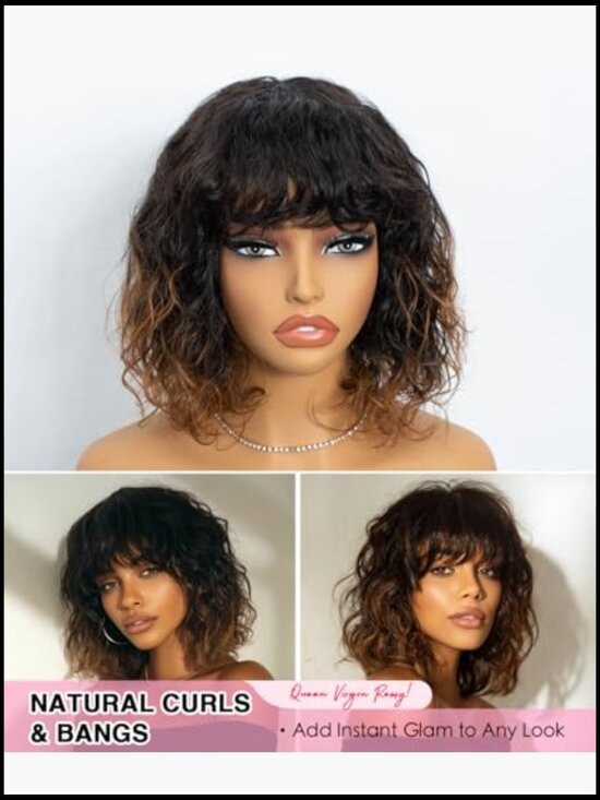Short Curly Bob Wig Human Hair Glueless Wear and Go Chic Daily Party main image 5